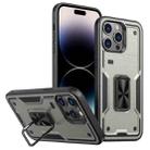 For iPhone 14 Pro Ring Holder PC Hybrid TPU Phone Case(Titanium Grey) - 1