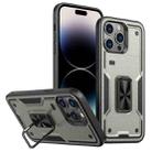 For iPhone 14 Pro Max Ring Holder PC Hybrid TPU Phone Case(Titanium Grey) - 1