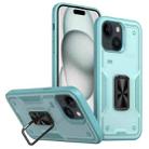 For iPhone 15 Ring Holder PC Hybrid TPU Phone Case(Blue) - 1