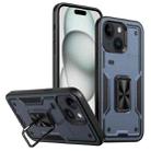 For iPhone 15 Plus Ring Holder PC Hybrid TPU Phone Case(Navy Blue) - 1