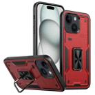 For iPhone 15 Plus Ring Holder PC Hybrid TPU Phone Case(Red) - 1