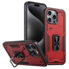 For iPhone 15 Pro Ring Holder PC Hybrid TPU Phone Case(Red) - 1