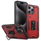 For iPhone 15 Pro Max Ring Holder PC Hybrid TPU Phone Case(Red) - 1