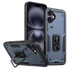 For iPhone 16 Ring Holder PC Hybrid TPU Phone Case(Navy Blue) - 1