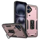 For iPhone 16 Ring Holder PC Hybrid TPU Phone Case(Rose Gold) - 1