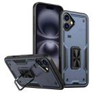 For iPhone 16 Plus Ring Holder PC Hybrid TPU Phone Case(Navy Blue) - 1