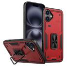 For iPhone 16 Plus Ring Holder PC Hybrid TPU Phone Case(Red) - 1