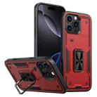 For iPhone 16 Pro Ring Holder PC Hybrid TPU Phone Case(Red) - 1