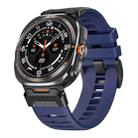 For Samsung Galaxy Watch Ultra 47mm Steel Buckle Fluororubber Watch Band(Black Blue) - 1