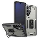 For Samsung Galaxy S24 FE 5G Ring Holder PC Hybrid TPU Phone Case(Titanium Grey) - 1