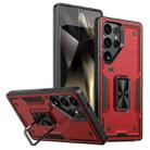 For Samsung Galaxy S24 Ultra 5G Ring Holder PC Hybrid TPU Phone Case(Red) - 1