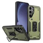 For Samsung Galaxy S25 5G Ring Holder PC Hybrid TPU Phone Case(Olive Green) - 1