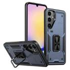 For Samsung Galaxy A25 5G Ring Holder PC Hybrid TPU Phone Case(Navy Blue) - 1