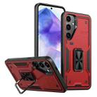 For Samsung Galaxy A55 5G Ring Holder PC Hybrid TPU Phone Case(Red) - 1