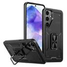 For Samsung Galaxy A55 5G Ring Holder PC Hybrid TPU Phone Case(Black) - 1