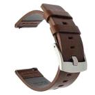 For Suunto 9 / Suunto 7 Steel Buckle 24mm Genuine Leather Watch Band(Brown Silver) - 1