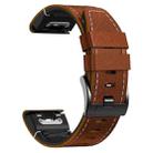 For Garmin 26mm Silicone Leather Quick Release Watch Band(Brown) - 2