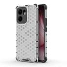 For OPPO Reno13 F 5G Global Honeycomb Shockproof Phone Case(White) - 1