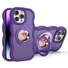 For iPhone 14 Pro Mirror Holder MagSafe Phone Case(Purple) - 1