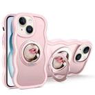 For iPhone 15 Mirror Holder MagSafe Phone Case(Pink) - 1