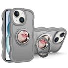 For iPhone 15 Plus Mirror Holder MagSafe Phone Case(Grey) - 1