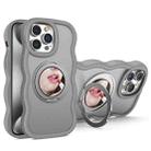 For iPhone 15 Pro Max Mirror Holder MagSafe Phone Case(Grey) - 1