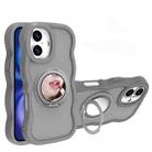 For iPhone 16 Mirror Holder MagSafe Phone Case(Grey) - 1