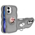 For iPhone 16 Plus Mirror Holder MagSafe Phone Case(Grey) - 1