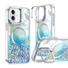 For iPhone 16 Epoxy CD Texture Lens Holder MagSafe Phone Case(Light Blue) - 1