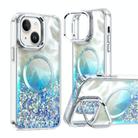 For iPhone 14 Epoxy CD Texture Lens Holder MagSafe Phone Case(Light Blue) - 1