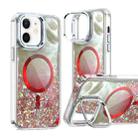 For iPhone 11 Epoxy CD Texture Lens Holder MagSafe Phone Case(Red) - 1
