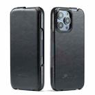 For iPhone 16 Pro Max Fierre Shann 64 Texture Vertical Flip PU Leather Phone Case(Black) - 1