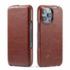 For iPhone 16 Pro Max Fierre Shann 64 Texture Vertical Flip PU Leather Phone Case(Brown) - 1