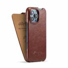 For iPhone 16 Pro Max Fierre Shann 64 Texture Vertical Flip PU Leather Phone Case(Brown) - 3