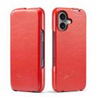 For iPhone 16 Plus Fierre Shann 64 Texture Vertical Flip PU Leather Phone Case(Red) - 1