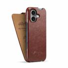 For iPhone 16 Plus Fierre Shann 64 Texture Vertical Flip PU Leather Phone Case(Brown) - 3