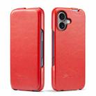 For iPhone 16 Fierre Shann 64 Texture Vertical Flip PU Leather Phone Case(Red) - 1