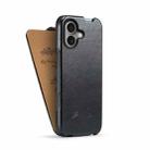 For iPhone 16 Fierre Shann 64 Texture Vertical Flip PU Leather Phone Case(Black) - 3