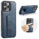 For iPhone 16 Pro Max Fierre Shann Oil Wax Cow Leather Holder Back Phone Case(Blue) - 1