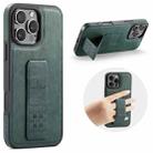 For iPhone 16 Pro Max Fierre Shann Oil Wax Cow Leather Holder Back Phone Case(Green) - 1