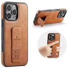 For iPhone 16 Pro Max Fierre Shann Oil Wax Cow Leather Holder Back Phone Case(Brown) - 1