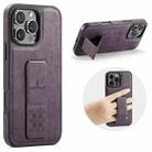 For iPhone 16 Pro Fierre Shann Oil Wax Cow Leather Holder Back Phone Case(Purple) - 1