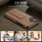 For iPhone 16 Fierre Shann Oil Wax Cow Leather Holder Back Phone Case(Brown) - 2