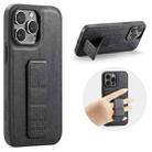 For iPhone 15 Pro Max Fierre Shann Oil Wax Cow Leather Holder Back Phone Case(Black) - 1