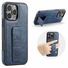 For iPhone 15 Pro Max Fierre Shann Oil Wax Cow Leather Holder Back Phone Case(Blue) - 1