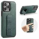 For iPhone 15 Pro Fierre Shann Oil Wax Cow Leather Holder Back Phone Case(Green) - 1