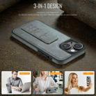 For iPhone 15 Fierre Shann Oil Wax Cow Leather Holder Back Phone Case(Grey) - 2