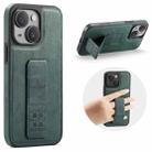 For iPhone 15 Fierre Shann Oil Wax Cow Leather Holder Back Phone Case(Green) - 1