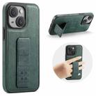 For iPhone 14 Plus Fierre Shann Oil Wax Cow Leather Holder Back Phone Case(Green) - 1