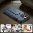 For iPhone 14 Fierre Shann Oil Wax Cow Leather Holder Back Phone Case(Blue) - 2